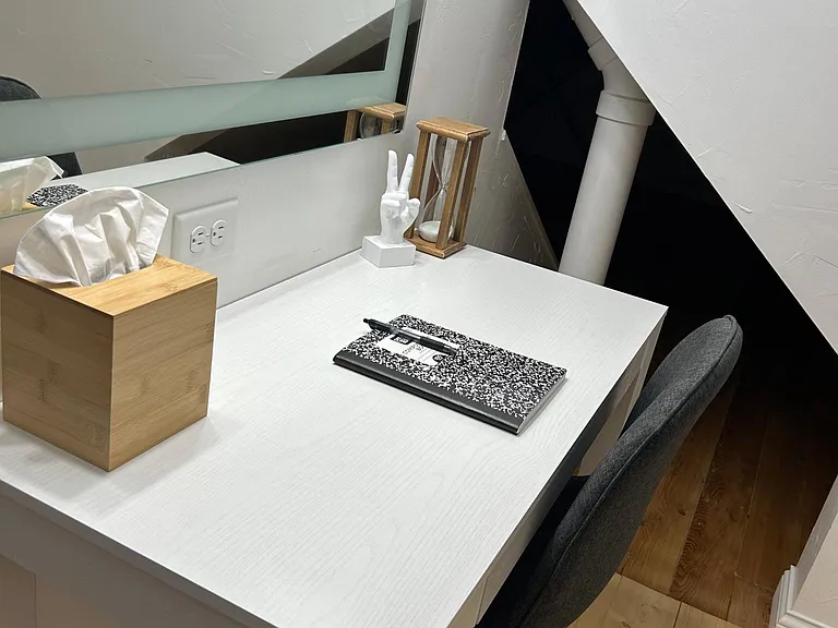 Cubby space with desk and chair