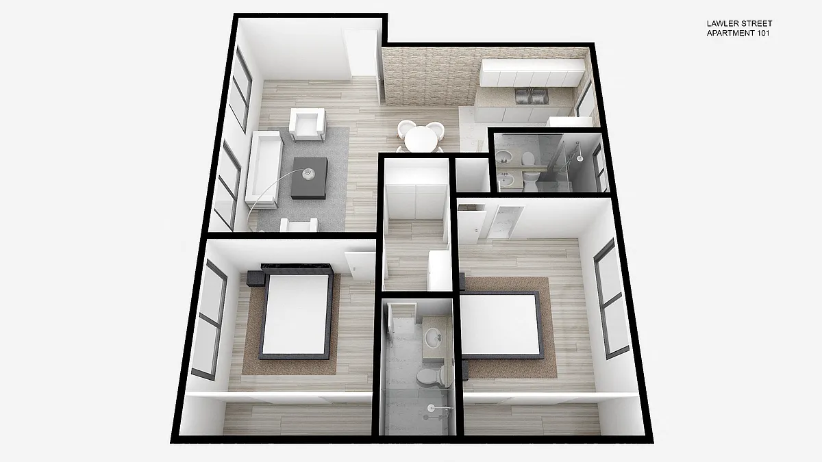 Floor plan Two Bed ~ Two Bath