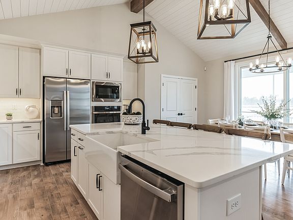 Kitchen with pendant lights