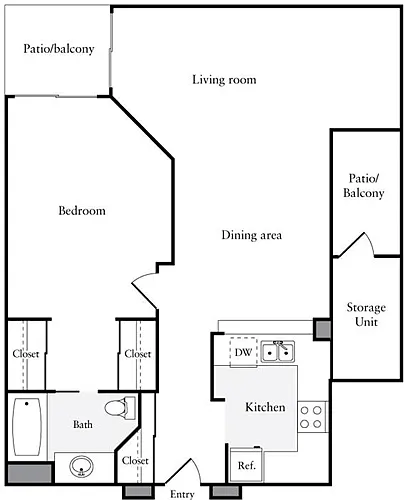 Floor plan 1 Bedroom B