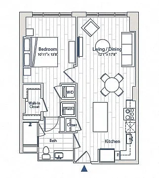 Floor plan 1 Bed/1 Bath-C3-b
