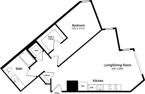 Floor plan 1 Bedroom C