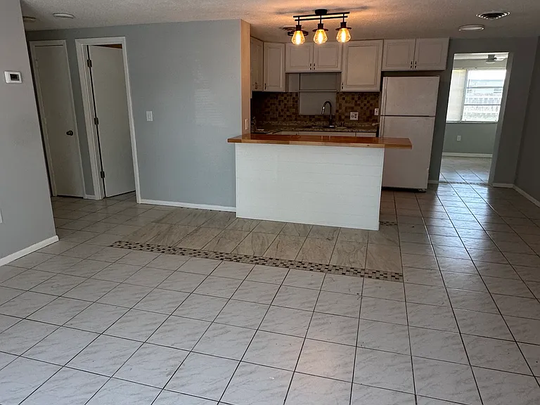 Hallway bar counter and open kitchen