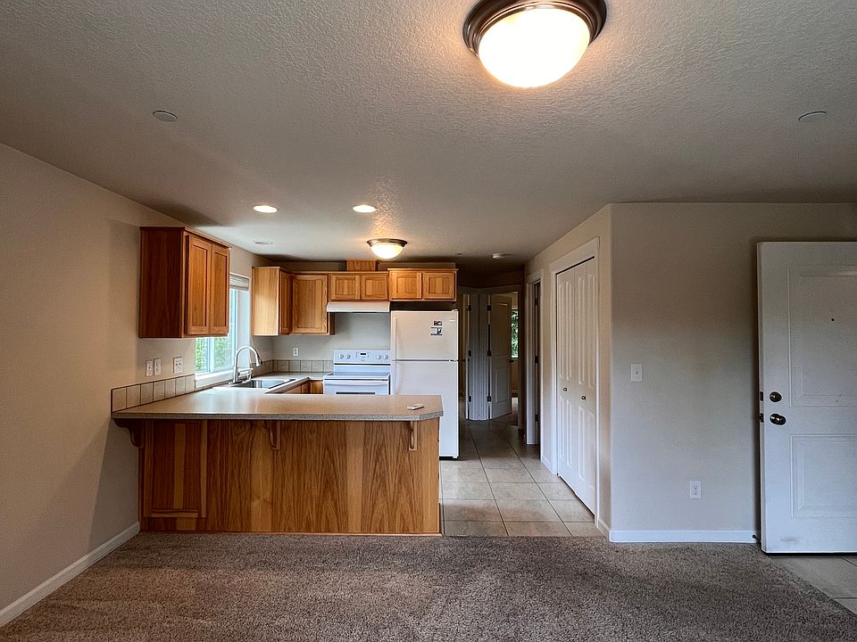 View from living room into kitchen