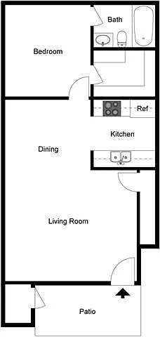 Floor plan 1 Bedroom 1 Bath