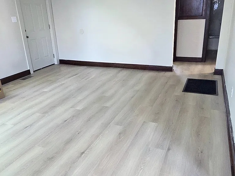 View from fireplace to hallway and BRs