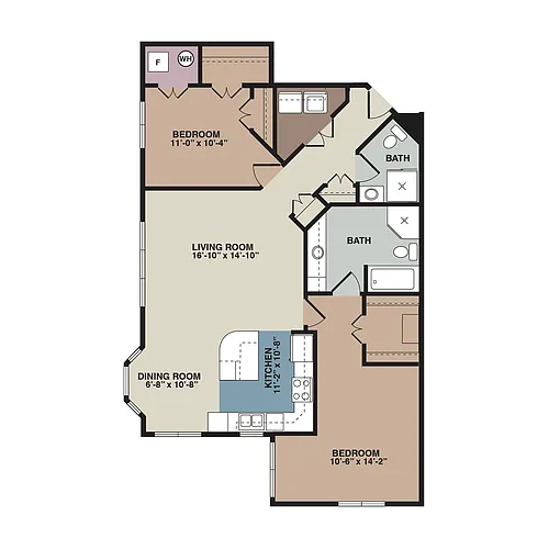 Floor plan 8 Plex 2 Bedroom 2 Bathroom Upper