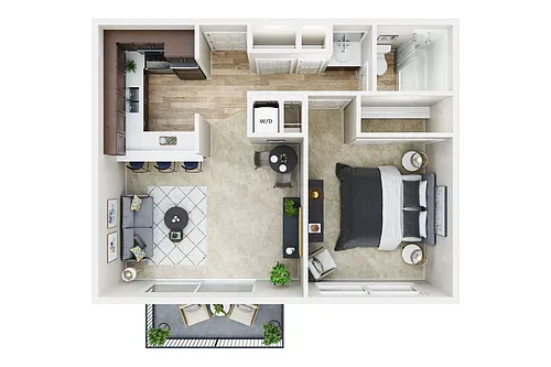 Floor plan 1 Bedroom, 1 Bath