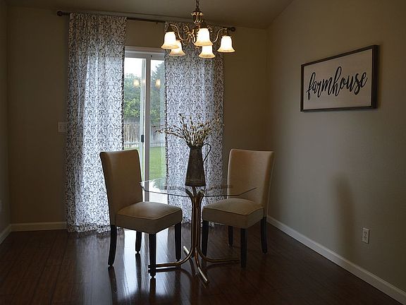 Warm and cheery dining room