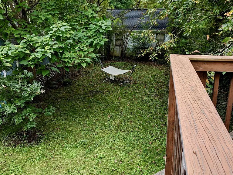 View of the backyard from the deck.