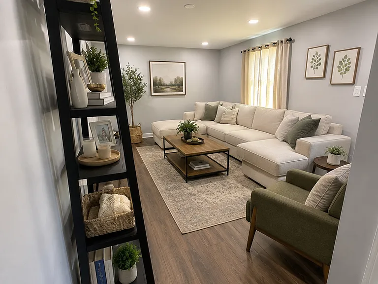 Living room is virtually staged