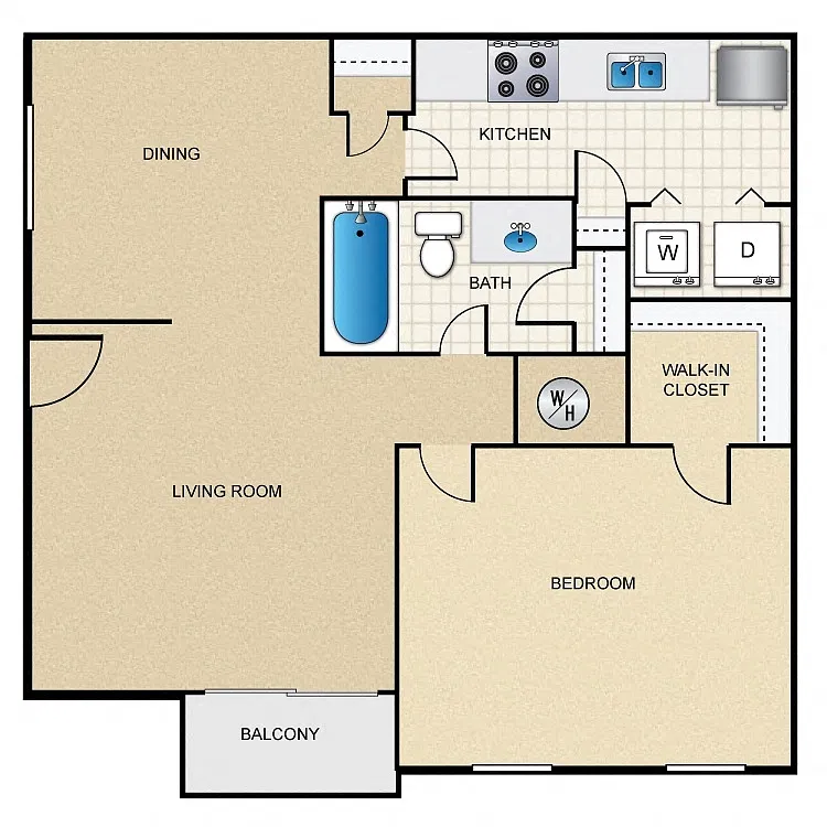 Floor plan 1 Bed 1 Bath