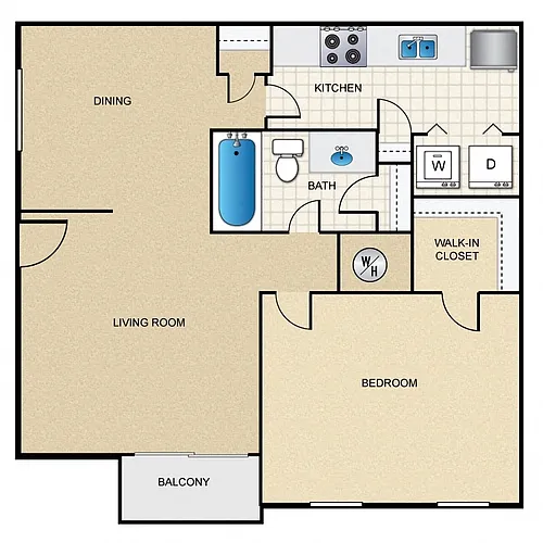 Floor plan 1 Bed 1 Bath