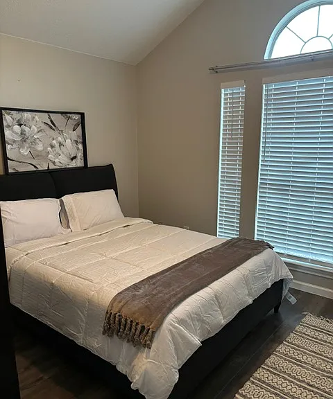 Guest room #2 includes a ceiling fan.