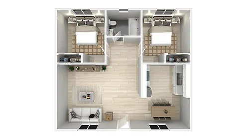 Floor plan Two Bedroom One Bath