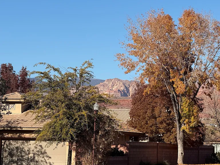 View of mountains from driveway, December 2025