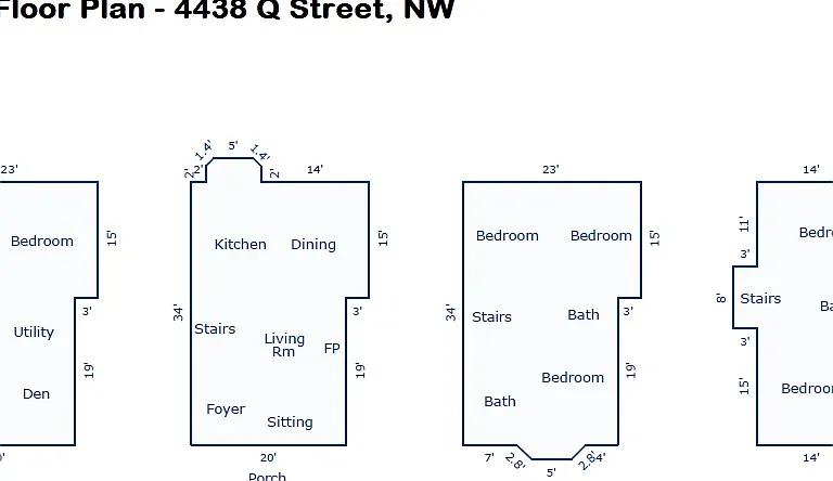Layout of four floors.