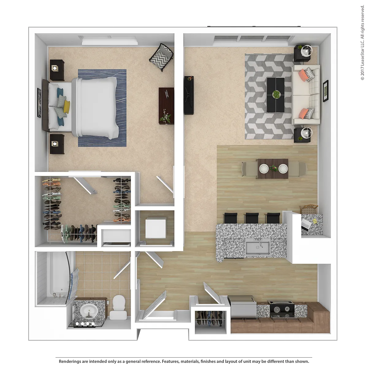 Floor plan One Bedroom - F1A