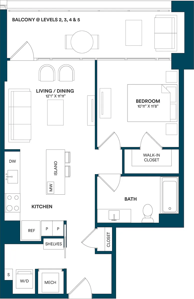 Floor plan 1 Bed/1 Bath-B1 TYP 03
