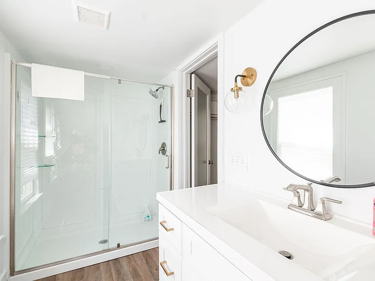 updated bathroom with walk in shower