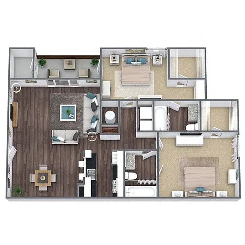 Floor plan B4: 2 Bed 2 Bath