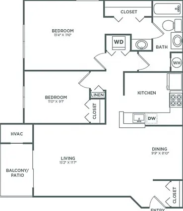 Two Bedroom One Bath (876 SF) Two Bedroom One Bath (876 SF)
