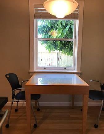 Dining area overlooks beautiful Japanese garden