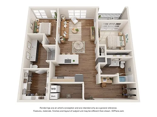 Floor plan 2 Bed - D6
