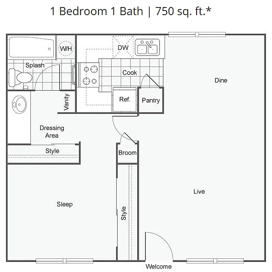 Floor plan 1x1D