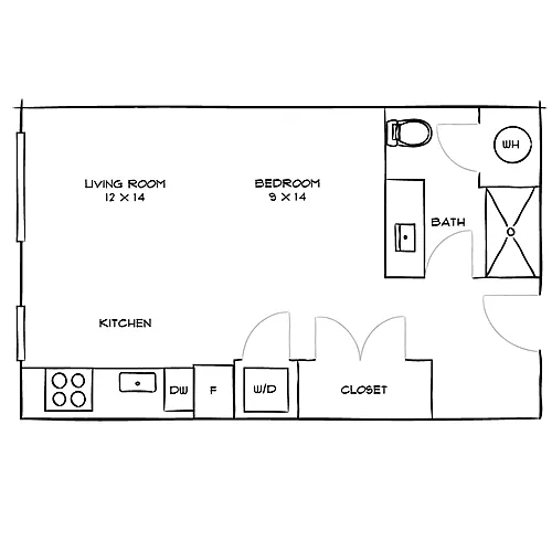 Floor plan Frontier EB Jr. 1-Bed