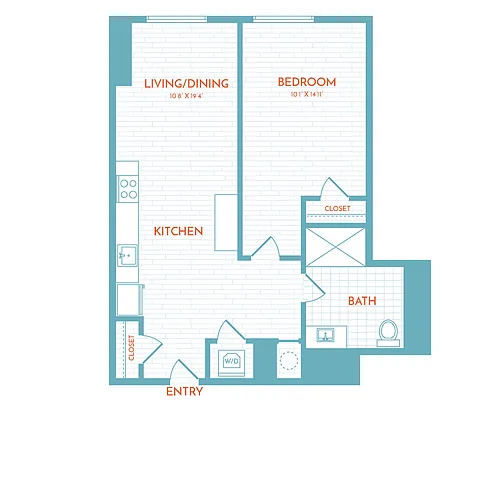 Floor plan C9 | 1 Bed | 1 Bath