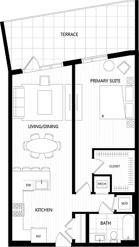 Floor plan 1 Bed/1 Bath-C30