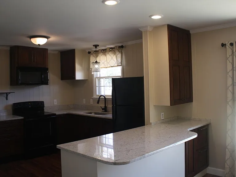 open kitchen, granite counters