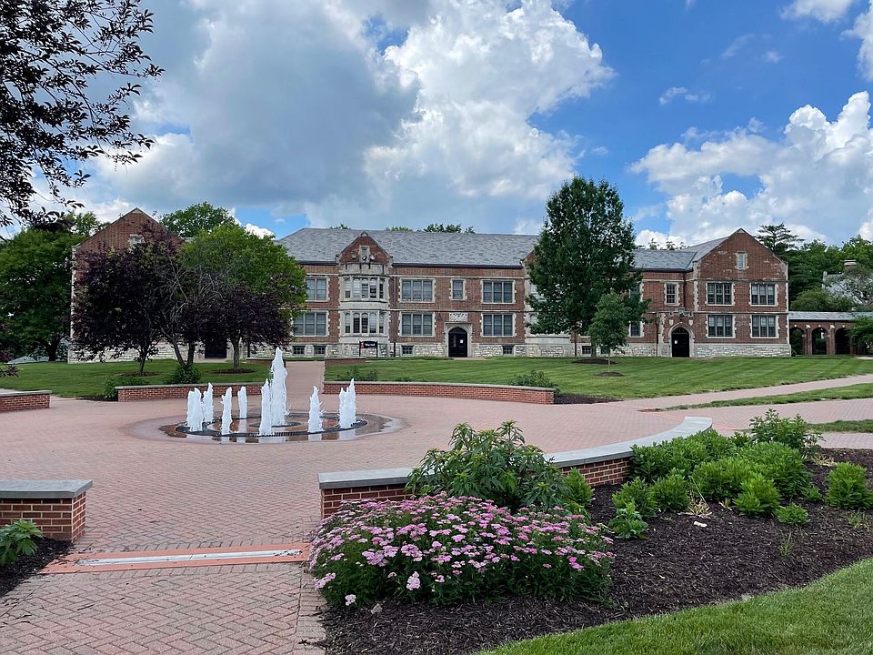 View of 459 E Lockwood from the fountain in the main campus quadrangle.