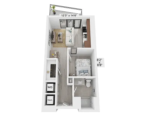 Floor plan One Bedroom - A1A