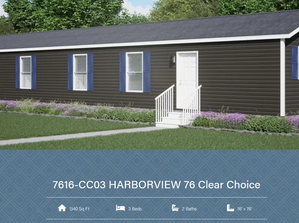Clayton Harborview 76 (16x76) Plan, Timber Point Mobile Home Community