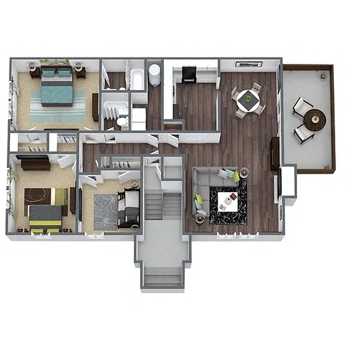 Floor plan C1: 3 Bed 2 Bath