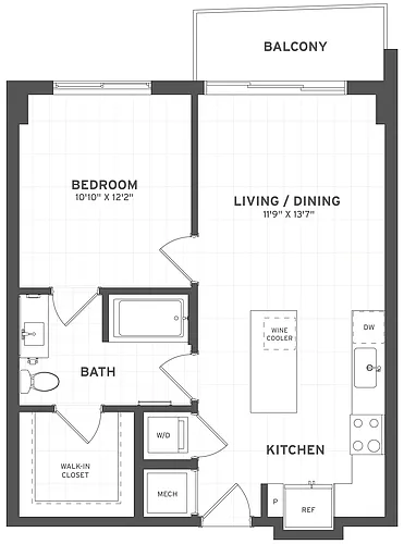Floor plan 1 Bed/1 Bath-A1