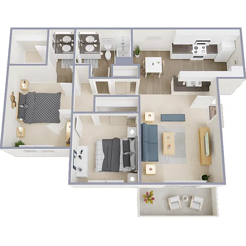 Floor plan Park City - 2 Bed 1 Bath