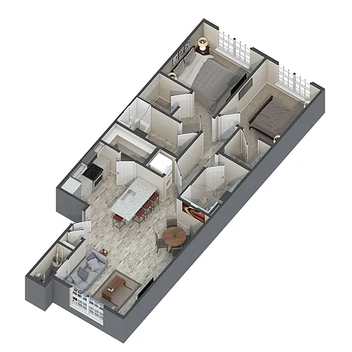 Floor plan The Grand | 1 Bedroom + Den Townhome