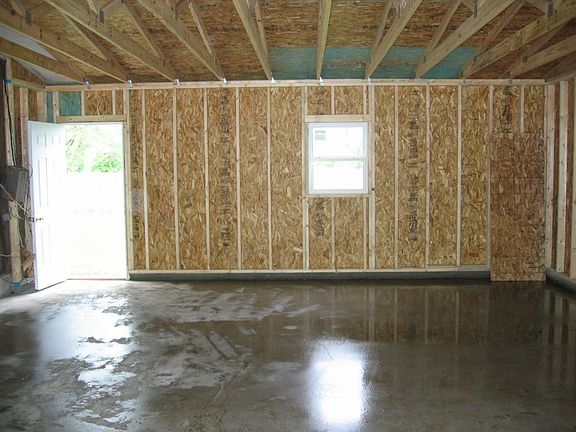 Inside the large, 2-car garage.