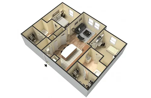 Floor plan 2 Bedroom Apartment Home