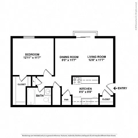 Floor plan 1 Bedroom-Renovated