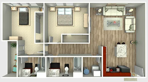 Floor plan The Pulse II (per bed)