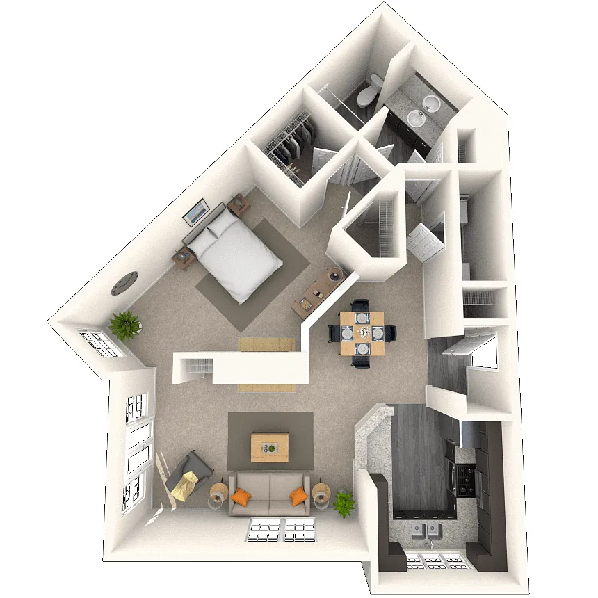 Floor plan Studio 0x1 849-863 SF