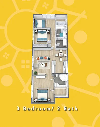 Floor plan 3 Bedroom 2 Bath