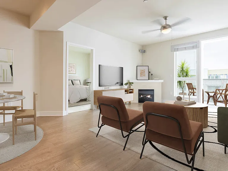 Living Room with Fireplace and Hard Surface Flooring