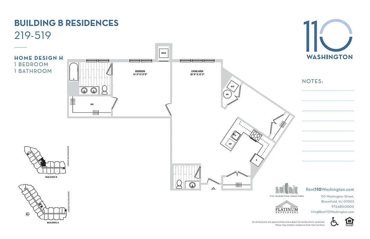 Floor plan 1 Bedroom w/ Den / 1.5 Bathroom