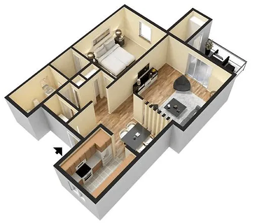 Floor plan Foxfire 1 Bedroom 1 Bathroom
