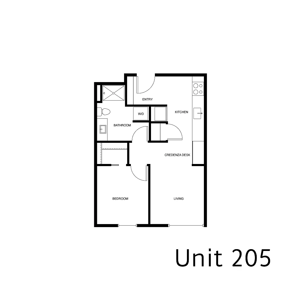 Floor plan 1 Bed 1 Bath - Type 5